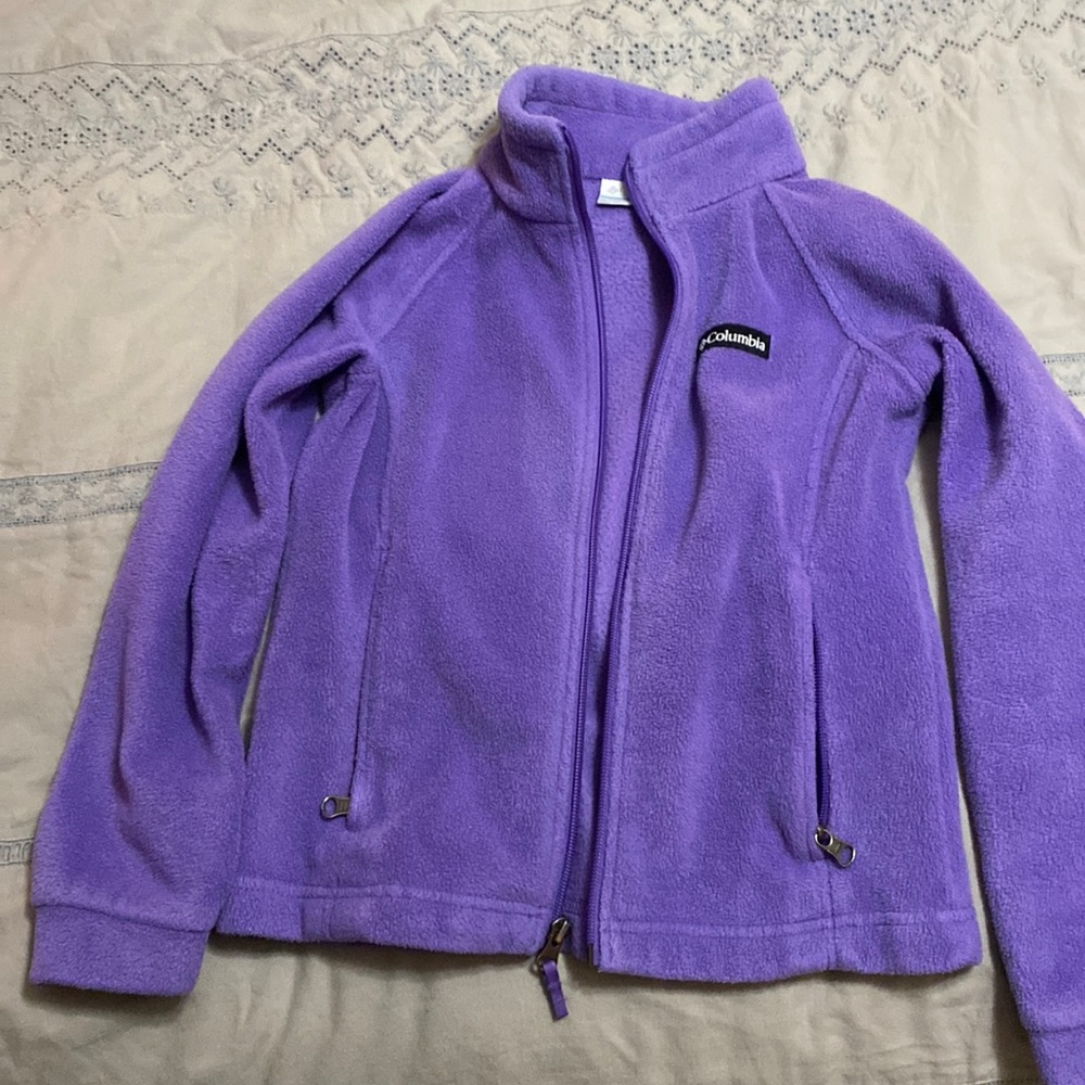 Girls purple Columbia fleece jacket size 7/8